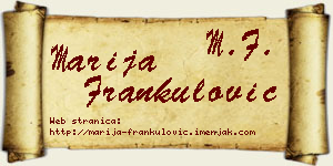 Marija Frankulović vizit kartica